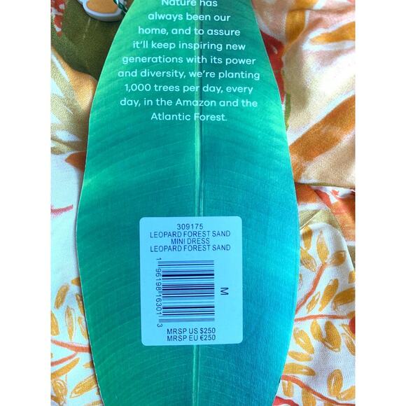 Farm Rio Leopard Forest Sand Mini Dress Multicolor Medium Halter Fringe Hem - Picture 9 of 9